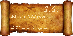 Sohár Sándor névjegykártya